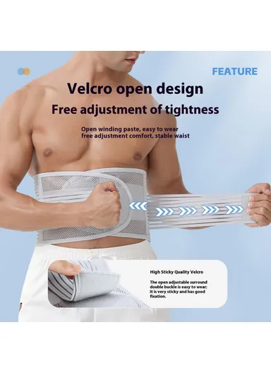 L Lumbar Support Waist Belt Breathable Mesh Spine Decompression Waistband AB163 - Grey