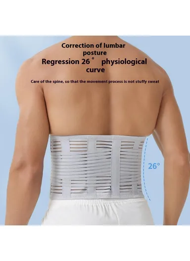 L Lumbar Support Waist Belt Breathable Mesh Spine Decompression Waistband AB163 - Grey