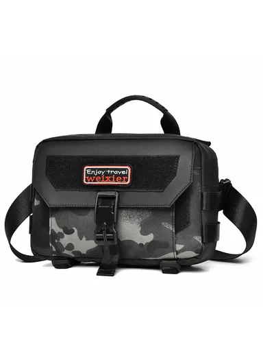 WEIXIER Waterproof Crossbody Bag, Magnetic Buckle Tripod Travel Single Shoulder Bag D404 - Camouflage