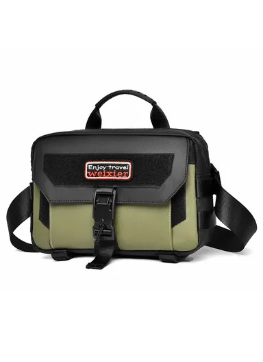 WEIXIER Waterproof Crossbody Bag, Magnetic Buckle Tripod Travel Single Shoulder Bag D404 - Green