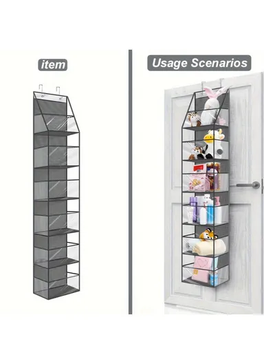 6-Layer Non-Woven Fabric Storage Bag Wall Door Back Hanging Underwear Handbag Toy Organizer - Grey