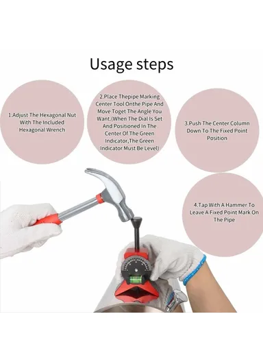 Pipe Center Locator with Magnet for Accurate Alignment, Accurate Pipe Center Marker (L7 x W12)cm