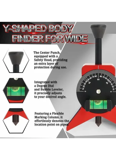 Pipe Center Locator with Magnet for Accurate Alignment, Accurate Pipe Center Marker (L7 x W12)cm