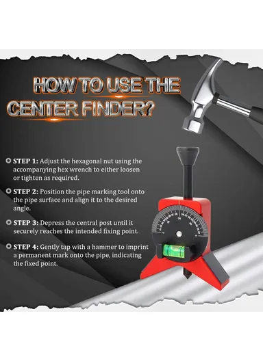 Pipe Center Locator with Magnet for Accurate Alignment, Accurate Pipe Center Marker (L7 x W12)cm