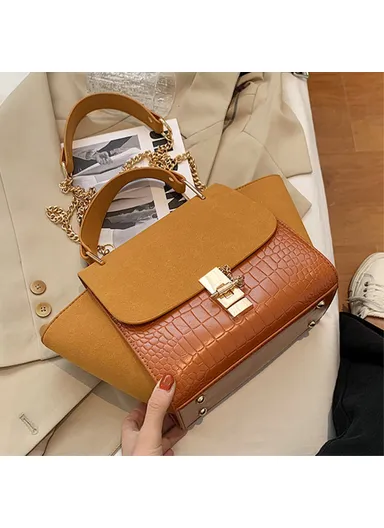 Retro Crocodile Texture Wings Shape Crossbody Bag PU Leather Women Tote Shoulder Bag - Brown
