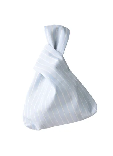 Simple Stripe Design Wrist Portable Bag, Multi-Uses Portable Tote Bag (L21 x W17 x H5)cm - Baby Blue