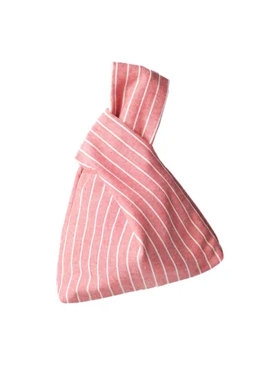 Simple Stripe Design Wrist Portable Bag, Multi-Uses Portable Tote Bag (L21 x W17 x H5)cm - Red