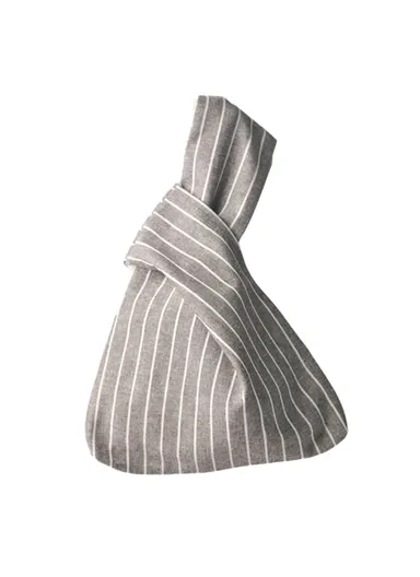 Simple Stripe Design Wrist Portable Bag, Multi-Uses Portable Tote Bag (L21 x W17 x H5)cm - Coffee