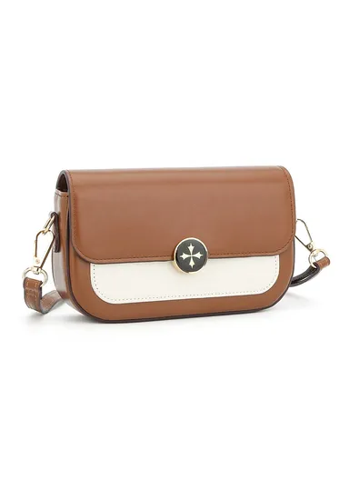 Large Crossbody Bag Women's Satchel PU Leather Shoulder Bag Travel Commuting Daypack N8636 - Brown
