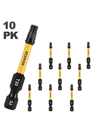 10Pcs 0.5cm Torx Drill Bits S2 Alloy Steel Hex Shank Magnetic Impact Drill Bit T20