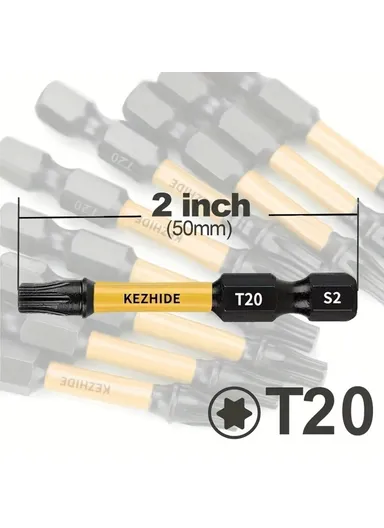 10Pcs 0.5cm Torx Drill Bits S2 Alloy Steel Hex Shank Magnetic Impact Drill Bit T20