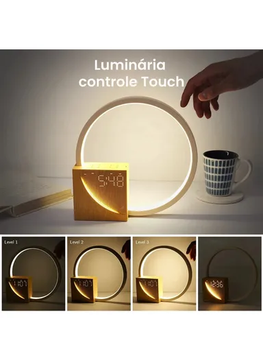 Sunrise Alarm Clock White Noise Table Lamp, Touch Dimmable Wake-Up Light, Charging Desk Lamp AJ300 (D22.5 x W22.8 x H5.1)cm