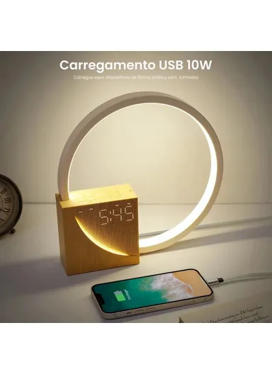 Sunrise Alarm Clock White Noise Table Lamp, Touch Dimmable Wake-Up Light, Charging Desk Lamp AJ300 (D22.5 x W22.8 x H5.1)cm