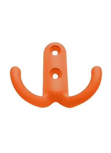 Dual-Hook Zinc Alloy Wall Door Mount Hanging Hook Kids Room Clothes Hat Hanger Hook with 2 Screw Holes 81004 - Orange