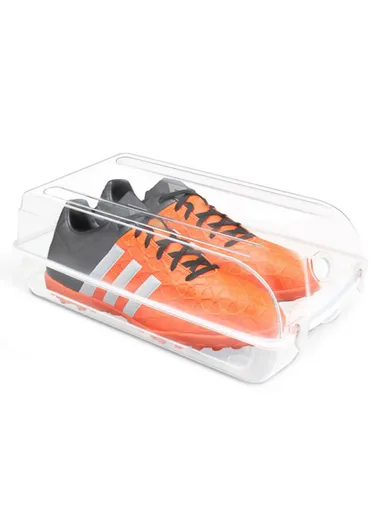 Transparent Shoe Organizer Box, Dustproof Closet Plastic Shoe Storage Organize Size L (L37 x W21.5 x H13)cm - White