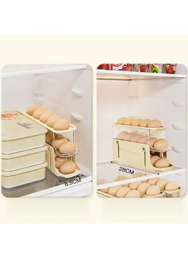 3-Layer Auto Rolling Design Refrigerator Egg Holder 17 Eggs Container Storage Box BPA-Free, No FDA TY-29010 - Yellow