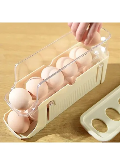 3-Layer Auto Rolling Design Refrigerator Egg Holder 17 Eggs Container Storage Box BPA-Free, No FDA TY-29010 - Yellow