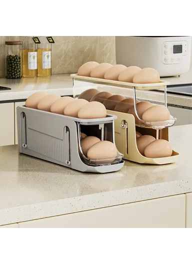3-Layer Auto Rolling Design Refrigerator Egg Holder 17 Eggs Container Storage Box BPA-Free, No FDA TY-29010 - Yellow