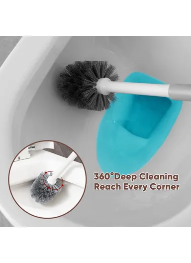 Long Handle Toilet Cleaner Brush Plunger Bathroom Cleaning Tool with Holder Base Set