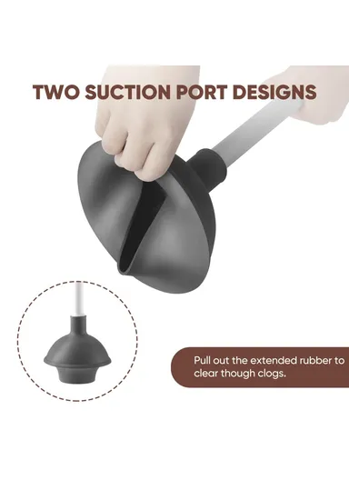 Long Handle Toilet Cleaner Brush Plunger Bathroom Cleaning Tool with Holder Base Set