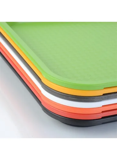 Universal Rectangle PP Serving Tray, Non-Slip Bottom Kitchen Serving Tray (L40.5 x W29)cm - Red