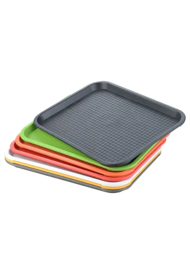 Universal Rectangle PP Serving Tray, Non-Slip Bottom Kitchen Serving Tray (L40.5 x W29)cm - Red