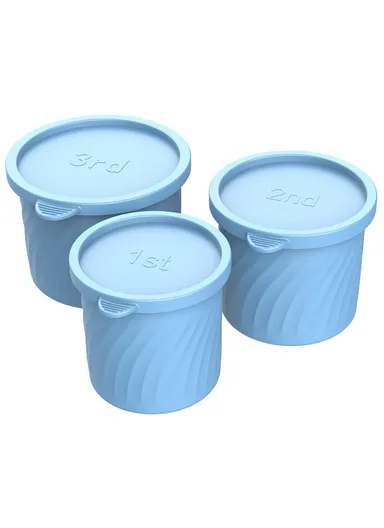 3-Pcs Set Food Grade Silicone Cylinder Ice Cube Mold with Lid for 24 / 30 / 40oz Stanley Cups BPA Free, No FDA - Blue