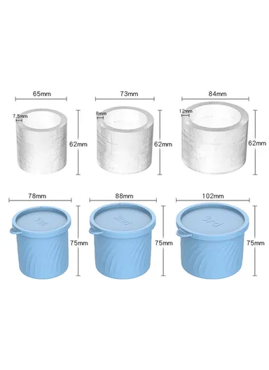 3-Pcs Set Food Grade Silicone Cylinder Ice Cube Mold with Lid for 24 / 30 / 40oz Stanley Cups BPA Free, No FDA - Pink