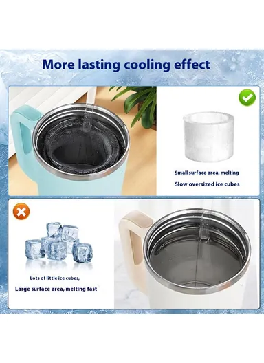 3-Pcs Set Food Grade Silicone Cylinder Ice Cube Mold with Lid for 24 / 30 / 40oz Stanley Cups BPA Free, No FDA - Pink