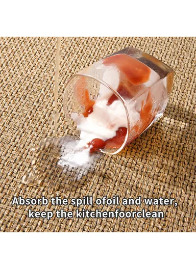 70x70cm Anti-Slip Kitchen Fan Shape Corner Rug Floor Mat Woven Oil-Proof Carpet - Grey