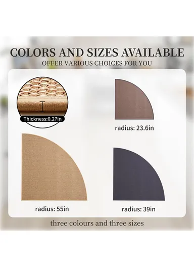 70x70cm Anti-Slip Kitchen Fan Shape Corner Rug Floor Mat Woven Oil-Proof Carpet - Grey