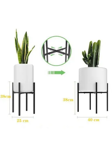 Iron Art Flower Stand, Indoor Flower Pot Rack, Detachable Retractable Garden Home Decoration Shelf (L25-40 x W38)cm