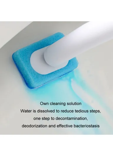 Magnetic Wall Mounted Toilet Brush Set Disposable WC Brush Head Long Handle Toilet Cleaner (W39.5xD4.1xH10.4)cm - White