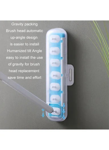 Magnetic Wall Mounted Toilet Brush Set Disposable WC Brush Head Long Handle Toilet Cleaner (W39.5xD4.1xH10.4)cm - White