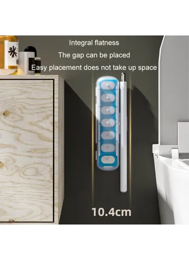 Magnetic Wall Mounted Toilet Brush Set Disposable WC Brush Head Long Handle Toilet Cleaner (W39.5xD4.1xH10.4)cm - White
