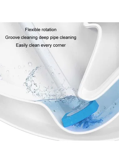 Magnetic Wall Mounted Toilet Brush Set Disposable WC Brush Head Long Handle Toilet Cleaner (W39.5xD4.1xH10.4)cm - Grey