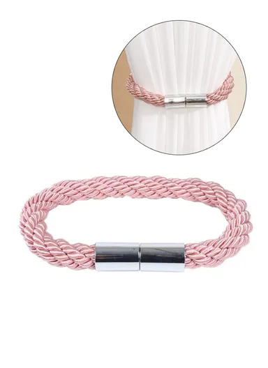 1 Pair Braided Rope Curtain Buckle Magnetic Home Curtain Tieback Decorative Curtain Holdback Buckle - Pink
