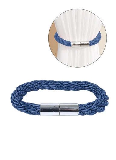 1 Pair Braided Rope Curtain Buckle Magnetic Home Curtain Tieback Decorative Curtain Holdback Buckle - Sapphire