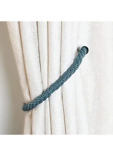1 Pair Braided Rope Curtain Buckle Magnetic Home Curtain Tieback Decorative Curtain Holdback Buckle - Sapphire