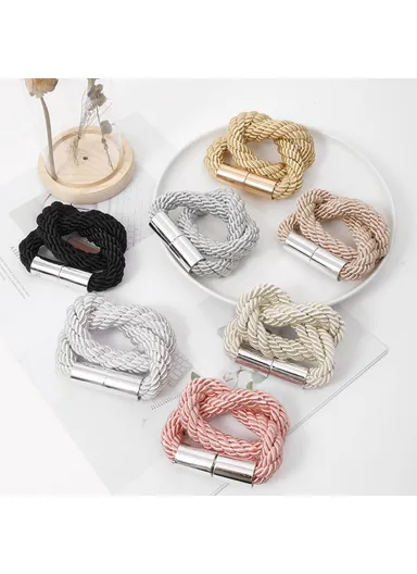 1 Pair Braided Rope Curtain Buckle Magnetic Home Curtain Tieback Decorative Curtain Holdback Buckle - Sapphire