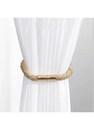 1 Pair Braided Rope Curtain Buckle Magnetic Home Curtain Tieback Decorative Curtain Holdback Buckle - Green