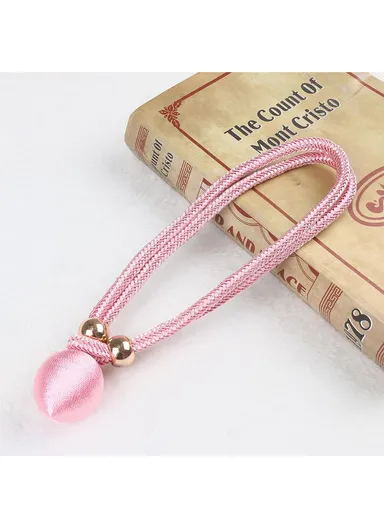 1 Pair Curtain Tiebacks, Adjustable Curtain Buckle with Beads Hole-Free Design, Decorative Tieback Curtain Holdback Buckle - Pink