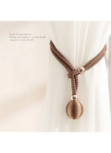 1 Pair Curtain Tiebacks, Adjustable Curtain Buckle with Beads Hole-Free Design, Decorative Tieback Curtain Holdback Buckle - Peacock Blue