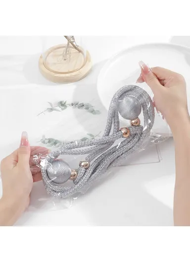 1 Pair Curtain Tiebacks, Adjustable Curtain Buckle with Beads Hole-Free Design, Decorative Tieback Curtain Holdback Buckle - Peacock Blue