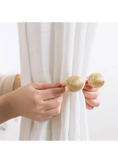 1 Pair Magnetic Curtain Tieback, Decorative Curtain Holdbacks Hooks Clip, Headphone Style Magnetic Curtain Tieback - Red