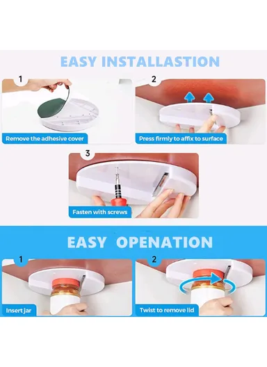 Under Cabinet Jar Opener, Easy Grip Arthritis Lid Bottle Jar Opener (D18 x H2)cm