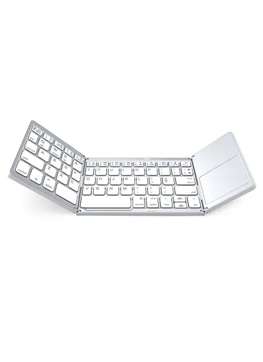 140mAh Portable Tri-fold Bluetooth Keyboard Universal Laptop Tablet Phone Wireless Keyboard with Touchpad B033 - White