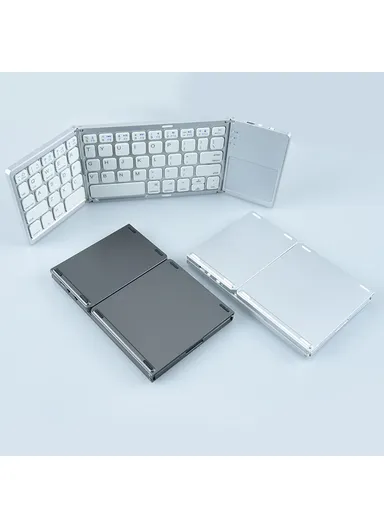 140mAh Portable Tri-fold Bluetooth Keyboard Universal Laptop Tablet Phone Wireless Keyboard with Touchpad B033 - White