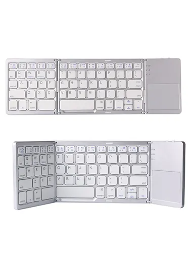 140mAh Portable Tri-fold Bluetooth Keyboard Universal Laptop Tablet Phone Wireless Keyboard with Touchpad B033 - White