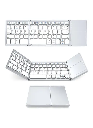 140mAh Portable Tri-fold Bluetooth Keyboard Universal Laptop Tablet Phone Wireless Keyboard with Touchpad B033 - White